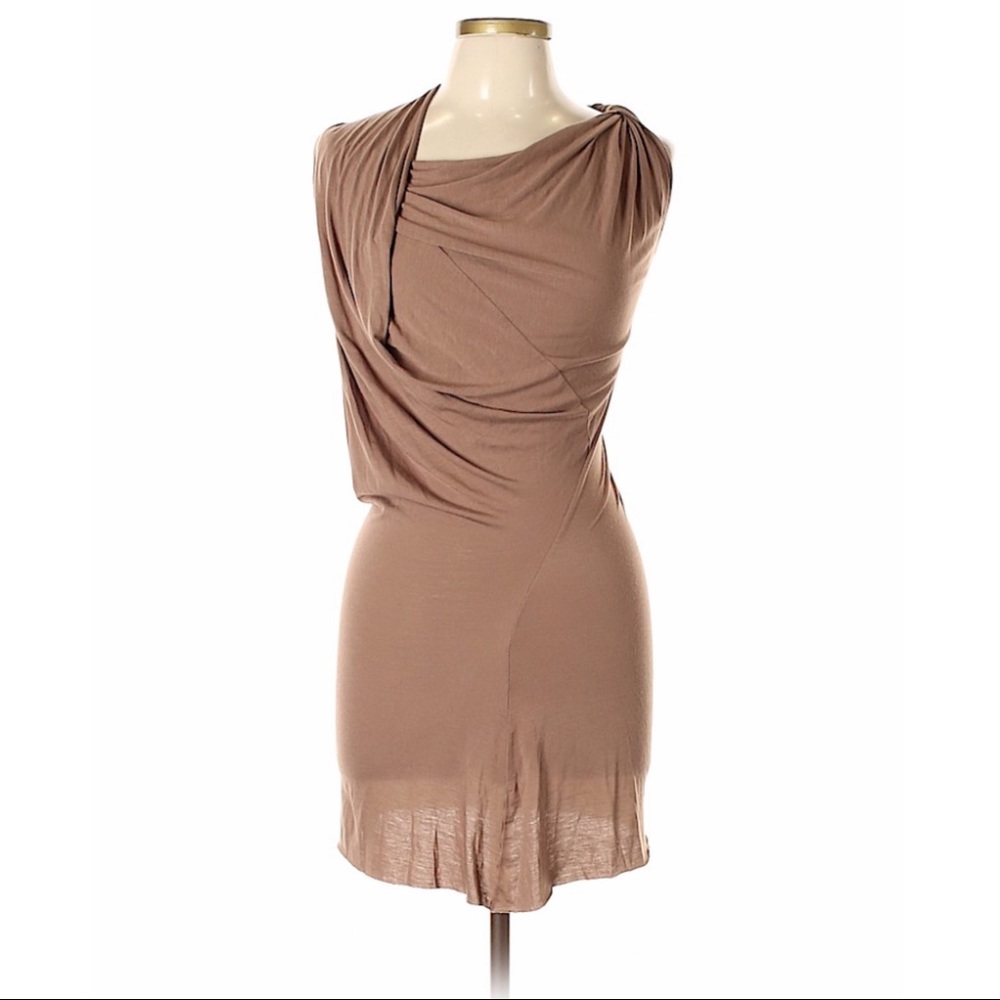 Rick Owens Lillies Tan Sleeveless Tunic Mini Dress